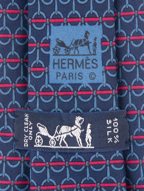 Hermes Paris Vtg Mens Tie 890 PA Blue Horsebit and Chain 